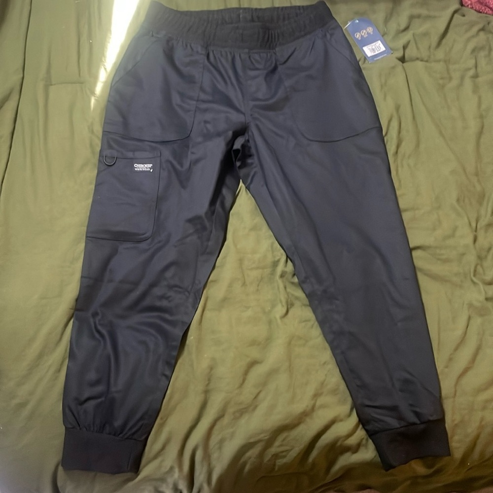 Cherokee Workwear Rev Wom 5-Pocket STRETCH Cargo Jog Scrub Pants petite medium